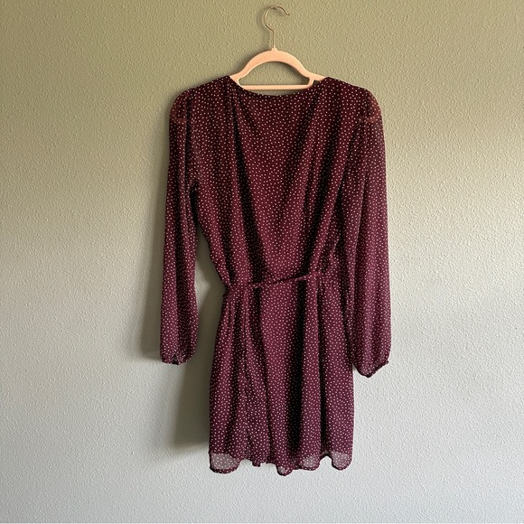 Abercrombie & Fitch Red Polka Dot Wrap Mini Dress Medium - Picture 8 of 12